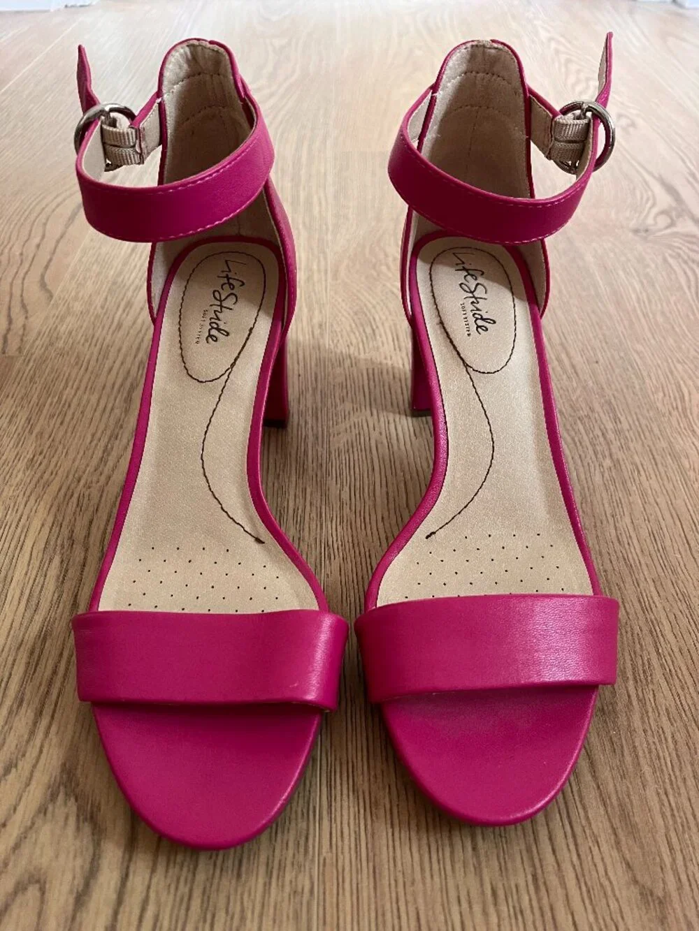LifeStride Fuchsia Block Heel Ankle Strap Sandals Women's Size 10